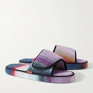 MISSONI HOME Metallic Striped Cotton-Terry Slippers